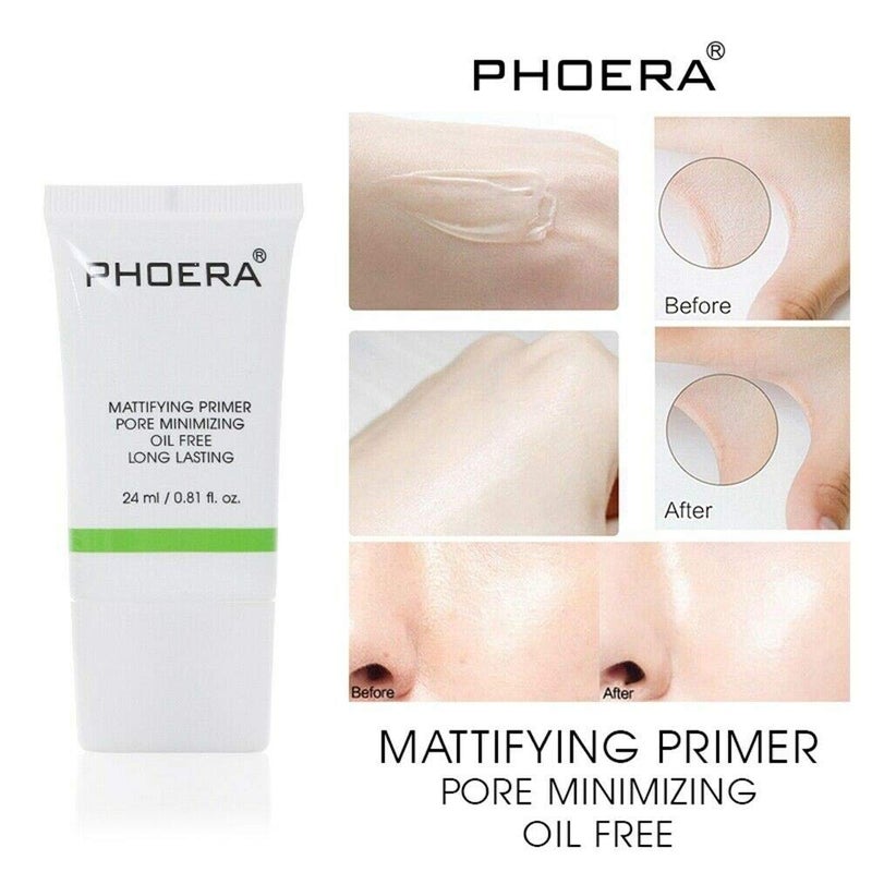 Phoera AQUAPURITY PHOERA FACE PRIMER Flawless Matte Finish Face Makeup Primer Oil Control Full Coverage Make Up Base beauty blender Long Lasting Moisturizing Pores Minimiser & Wrinkle Filler (24ml) - Image 3